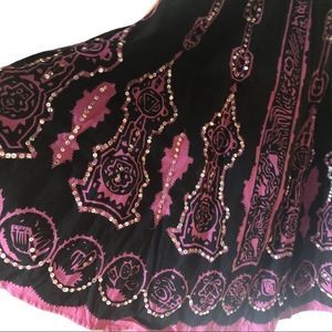 willie smith sequined paisley black/pink skirt